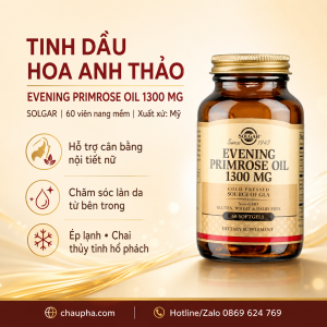 Solgar Evening Primrose Oil 1300mg 60 viên – Hỗ trợ giảm triệu chứng tiền kinh nguyệt và chăm sóc da